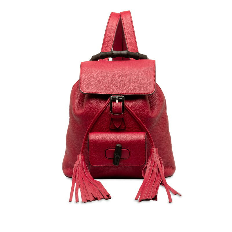 Gucci Bamboo Leather Backpack Red