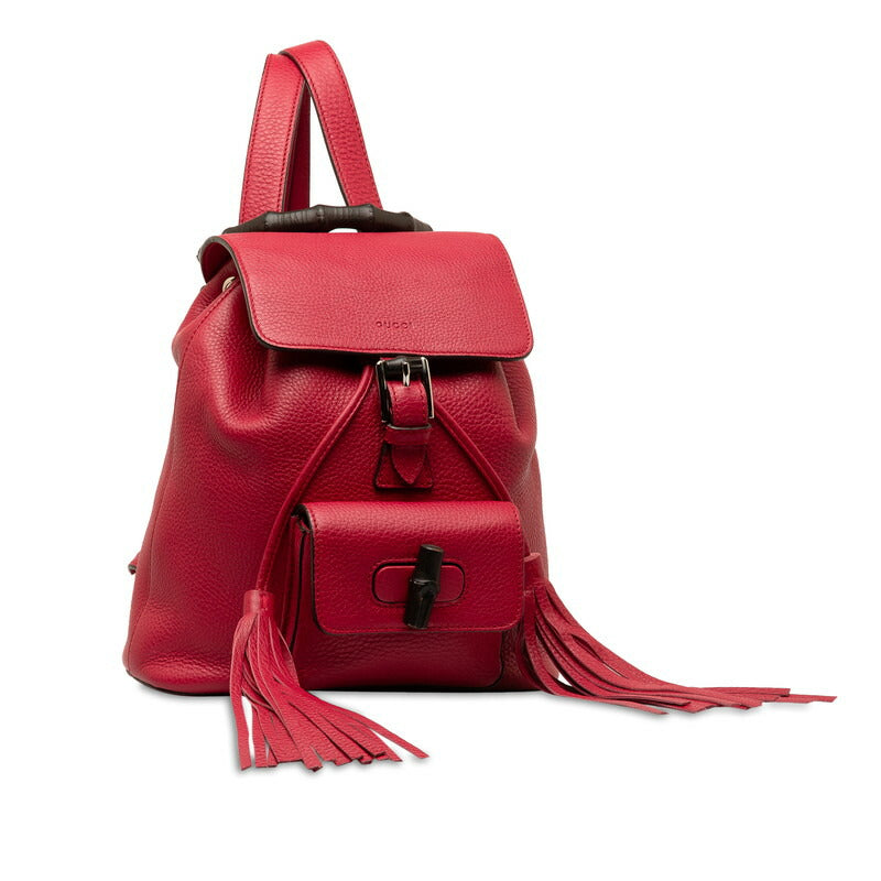 Gucci Bamboo Leather Backpack Red