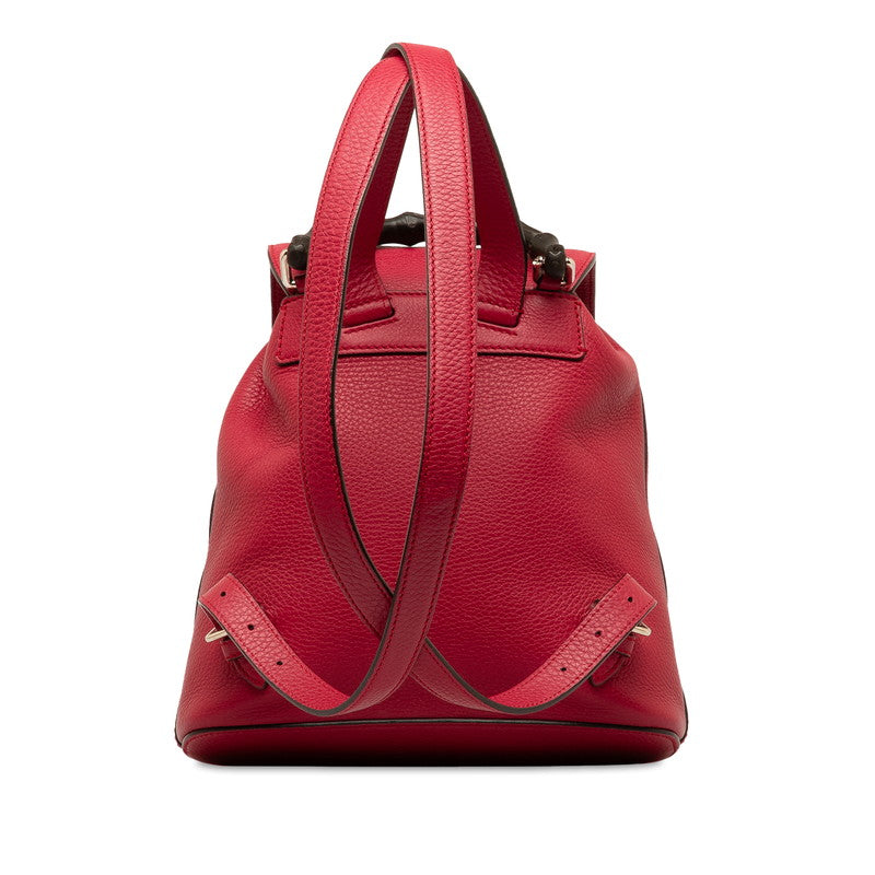 Gucci Bamboo Leather Backpack Red