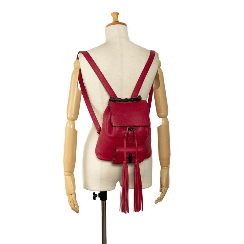 Gucci Bamboo Leather Backpack Red