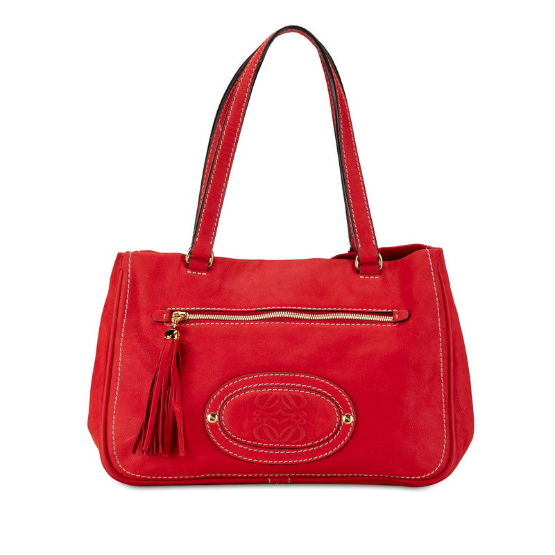 Loewe Anagram Madrid Fringe Leather Handbag Red in Great Condition