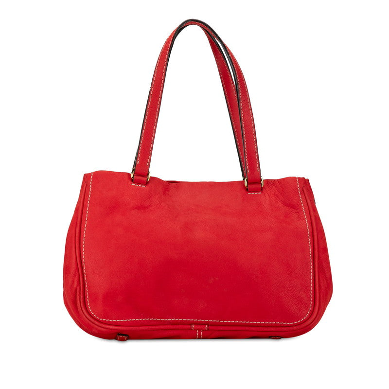 Loewe Anagram Fringe Leather Handbag Red