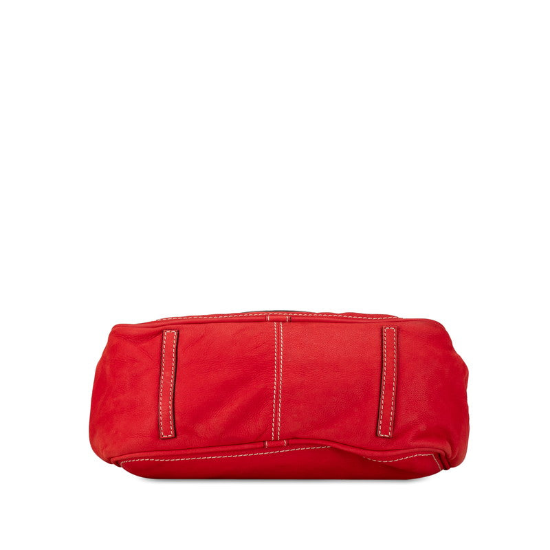 Loewe Anagram Fringe Leather Handbag Red