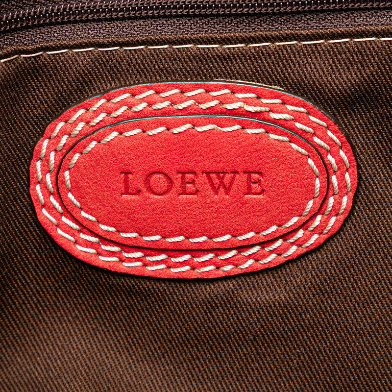 Loewe Anagram Fringe Leather Handbag Red