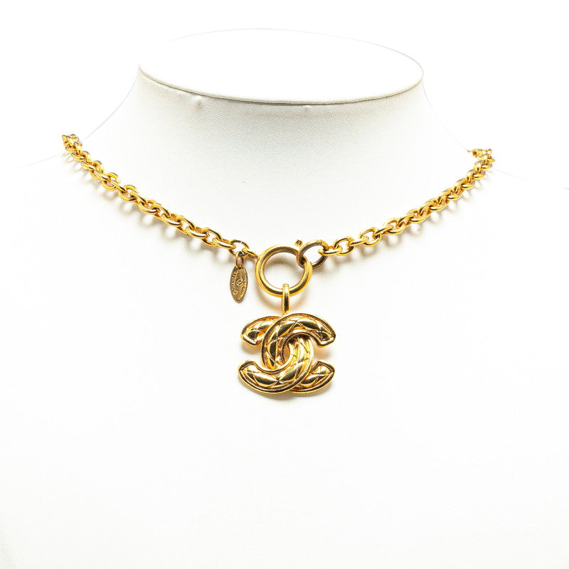 Chanel Vintage Coco Mark Necklace Gold Plated