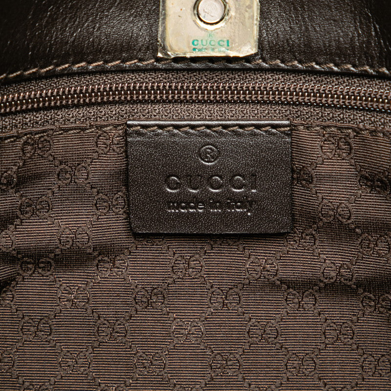 Gucci Canvas Leather Tote Bag with Logo Plate