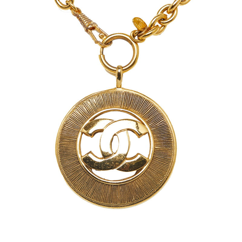 Chanel Vintage Coco Mark Round Necklace Gold Plated