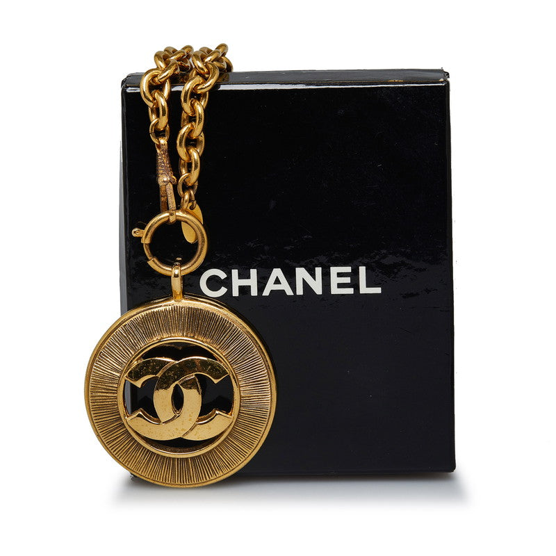 Chanel Vintage Coco Mark Round Necklace Gold Plated