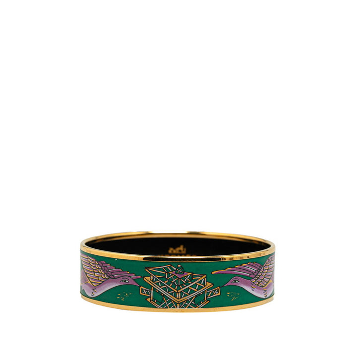 Hermes Enamel Bangle Green Gold Purple