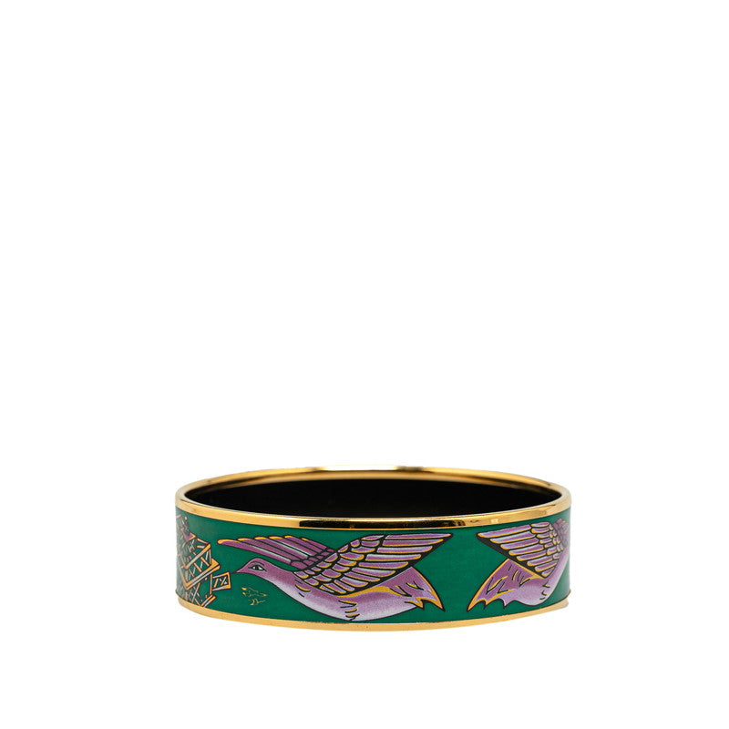 Hermes Enamel Bangle Green Gold Purple