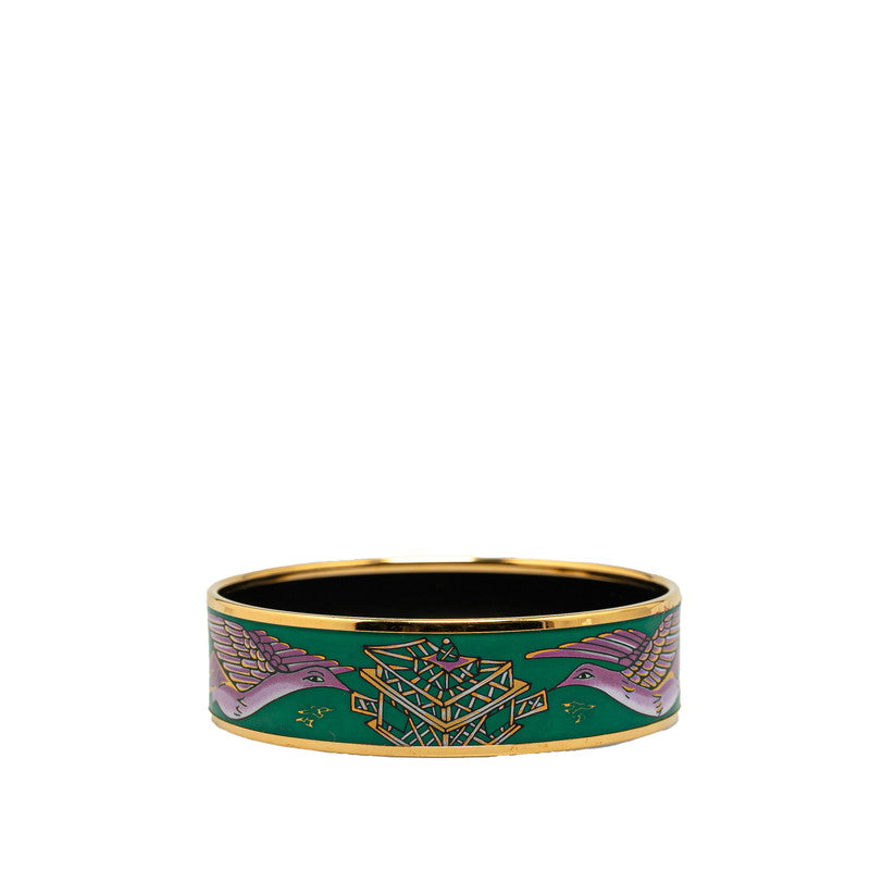 Hermes Enamel Bangle Green Gold Purple