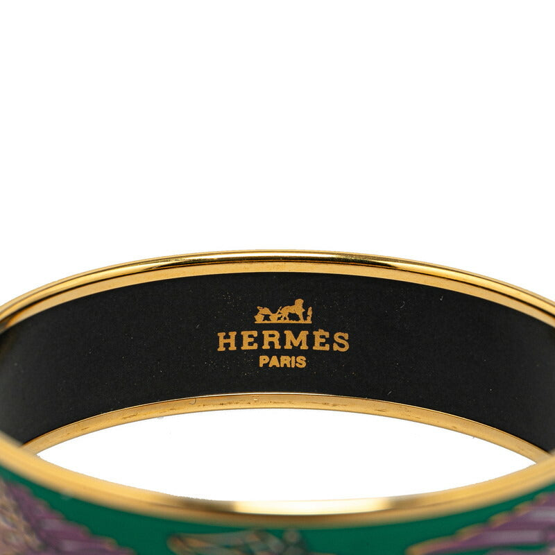 Hermes Enamel Bangle Green Gold Purple