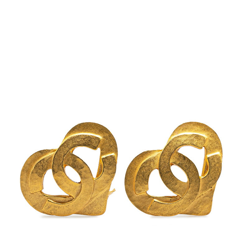 Chanel Vintage Heart Motif Earrings Gold