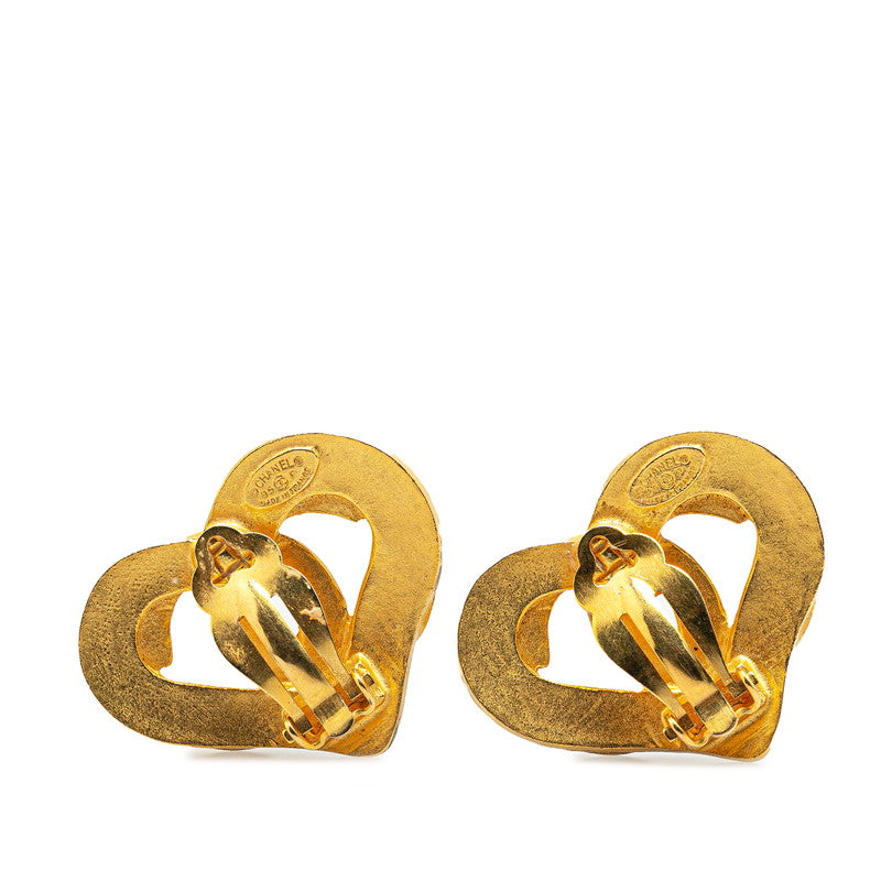 Chanel Vintage Heart Motif Earrings Gold