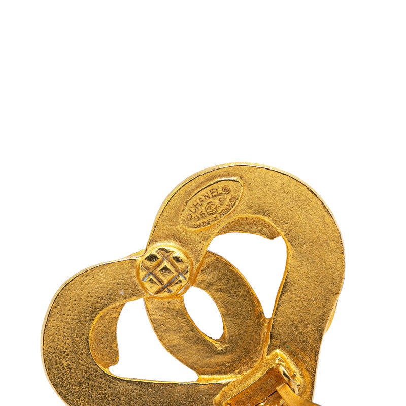 Chanel Vintage Heart Motif Earrings Gold