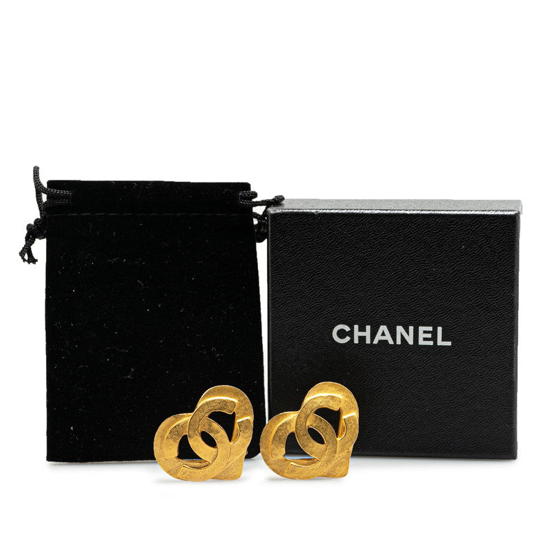 Chanel Vintage Heart Motif Earrings Gold