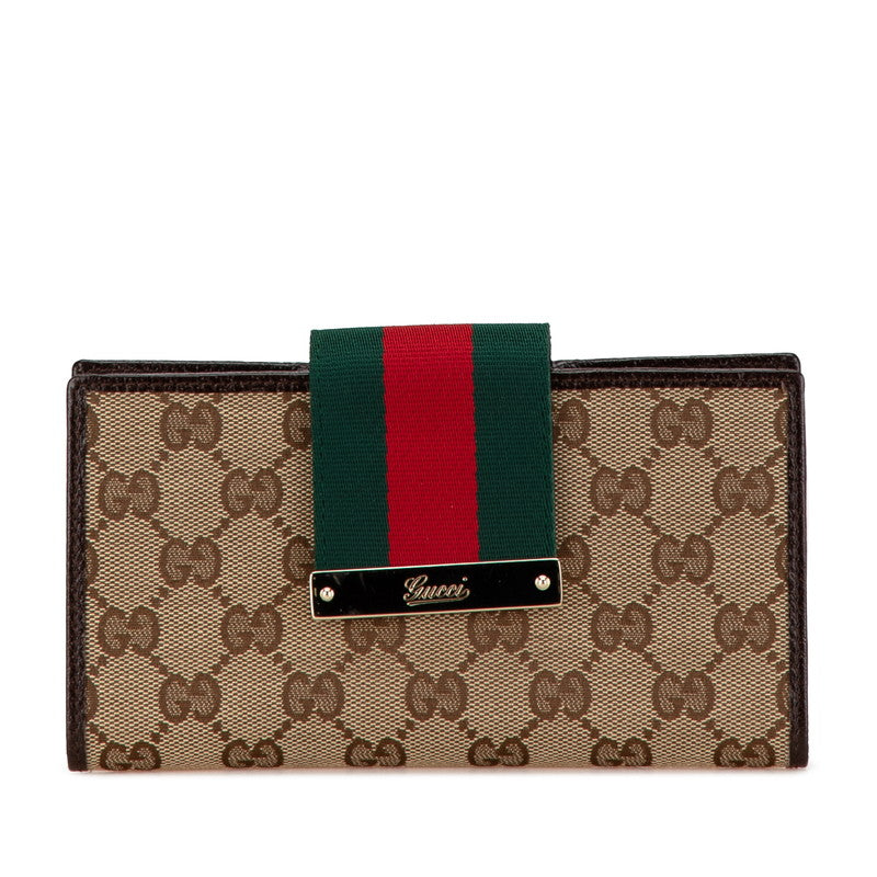 Gucci GG Canvas Leather Long Wallet 181668