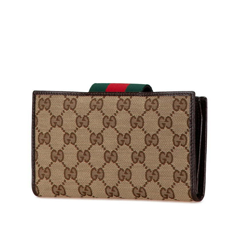 Gucci GG Canvas Leather Long Wallet 181668