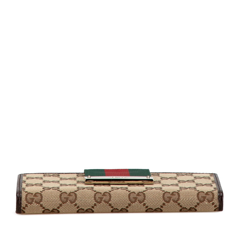 Gucci GG Canvas Leather Long Wallet 181668