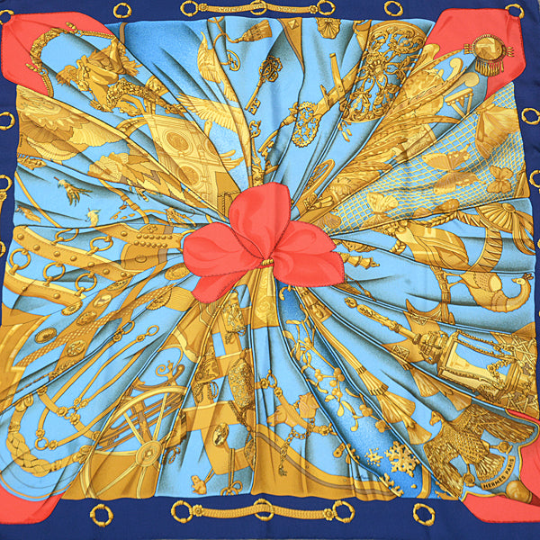 Hermes Silk Scarf Carré 90 Soleil de Soie Blue in Very Good Condition