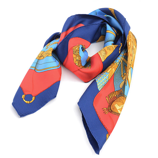 Hermes Silk Scarf Carré 90 Soleil de Soie Blue in Very Good Condition