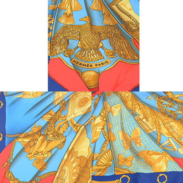 Hermes Silk Scarf Carré 90 Soleil de Soie Blue in Very Good Condition