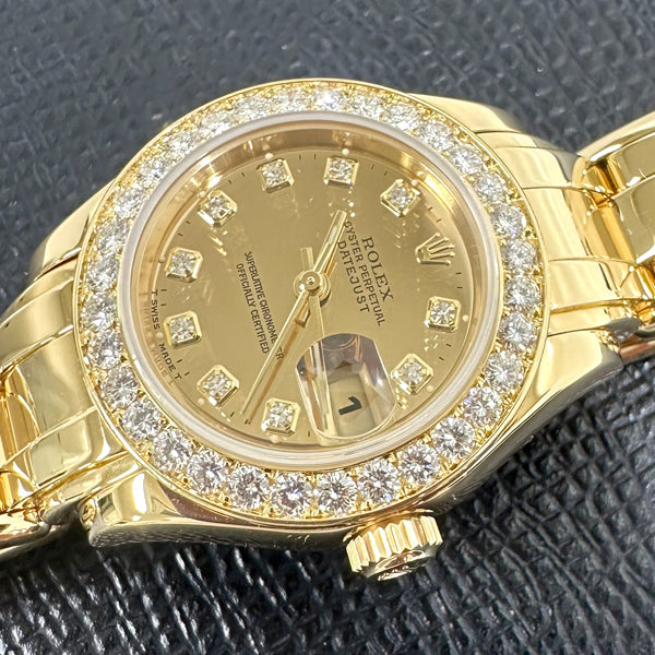 Rolex Datejust Pearlmaster 750YG Diamond Automatic Watch 69298G