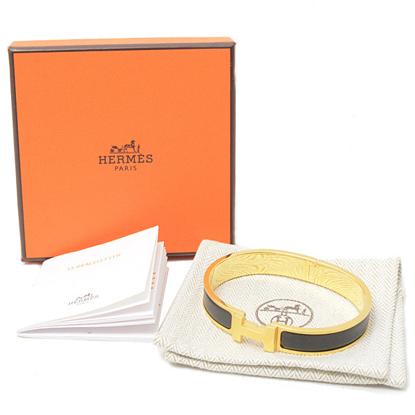 Hermes Enamel Bangle Bracelet Gold