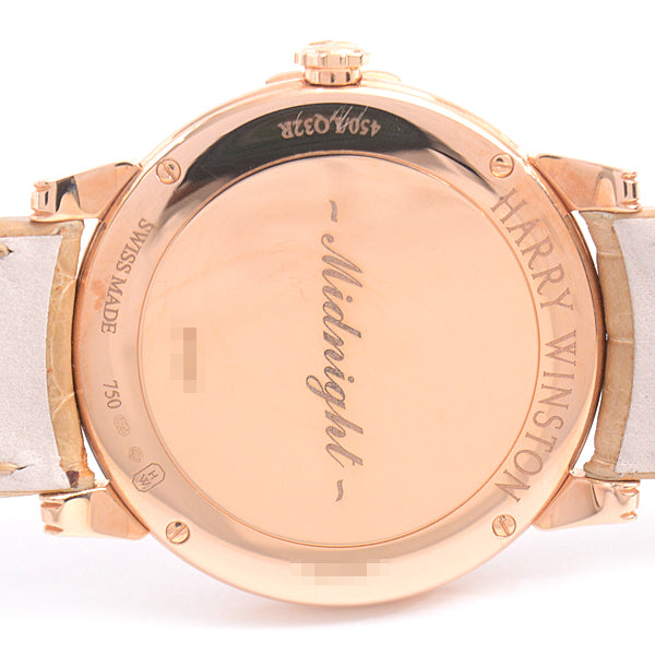 Harry Winston Ladies Watch Midnight 32mm Pink Gold Diamond Bezel Quartz