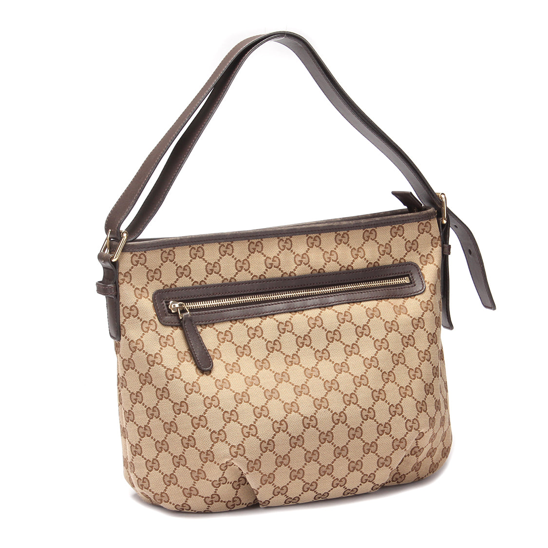 Gucci GG Canvas Front Zip Shoulder Bag Canvas Handbag 388930 in Good condition