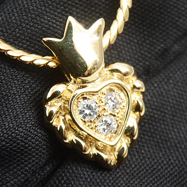 Christian Dior Heart Motif Diamond Necklace 750YG in Great Condition