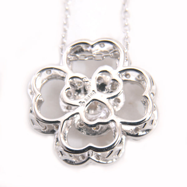 Ponte Vecchio K18WG Diamond Flower Motif Necklace White Gold