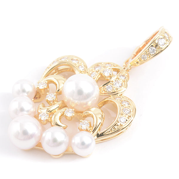 Mikimoto K18 Pearl Diamond Pendant