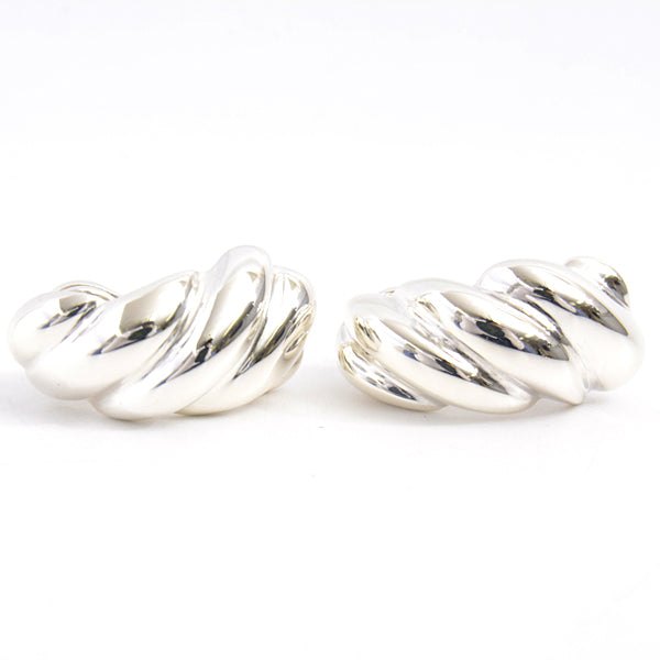 Hermes Silver Twist Design Clip-On Earrings in Great Condition