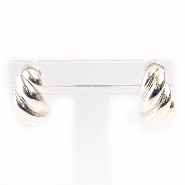 Hermes Silver Twist Design Clip-On Earrings in Great Condition