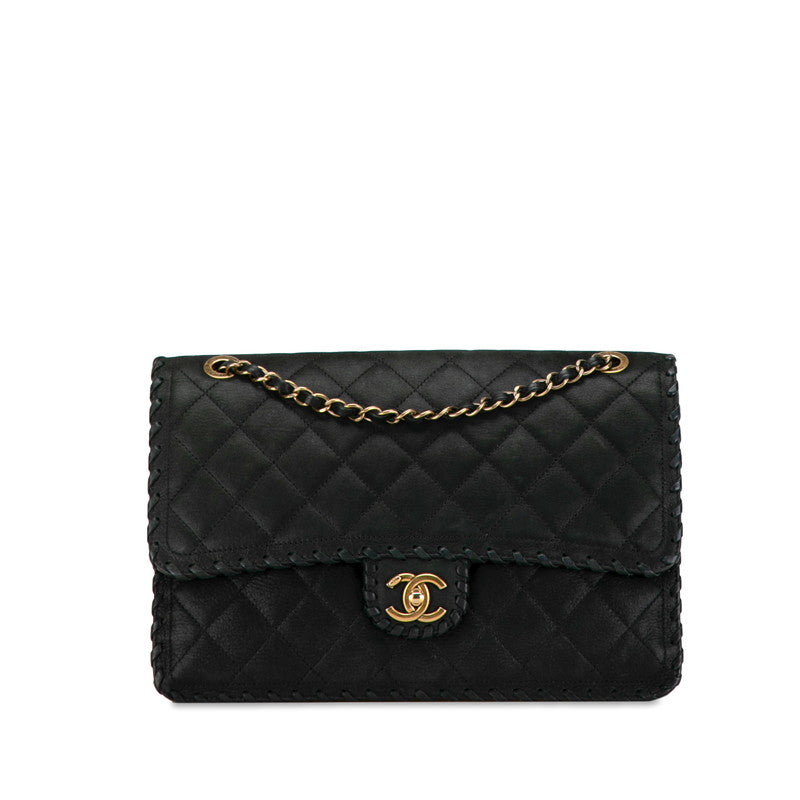 Chanel Suede Leather Matelasse Coco Mark Chain Shoulder Bag