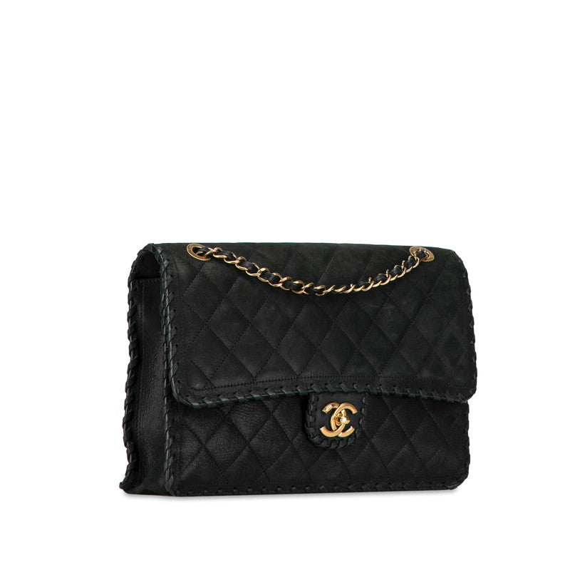 Chanel Suede Leather Matelasse Coco Mark Chain Shoulder Bag