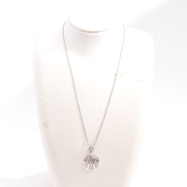 LANVIN Diamond Shell Motif Necklace PT900×PT850