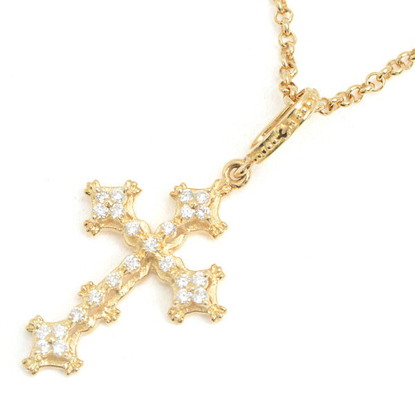 AHKAH K18 Diamond Cross Necklace Yellow Gold