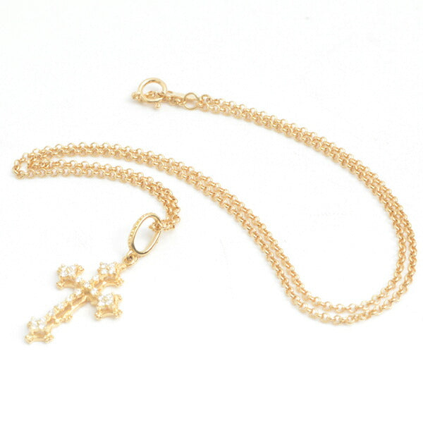 AHKAH K18 Diamond Cross Necklace Yellow Gold