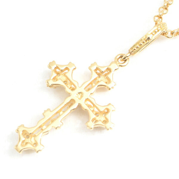 AHKAH K18 Diamond Cross Necklace Yellow Gold