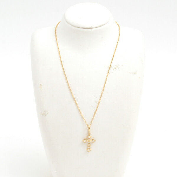 AHKAH K18 Diamond Cross Necklace Yellow Gold