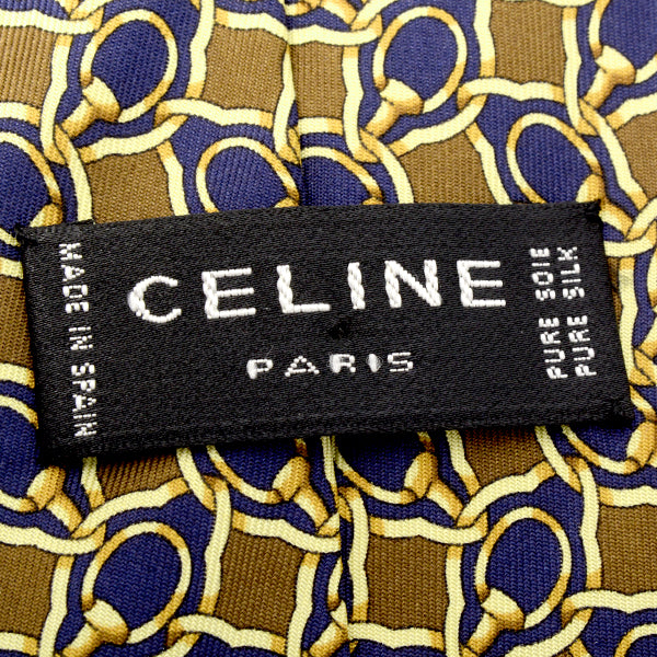 Celine Silk Patterned Tie Brown Beige in Pristine Condition