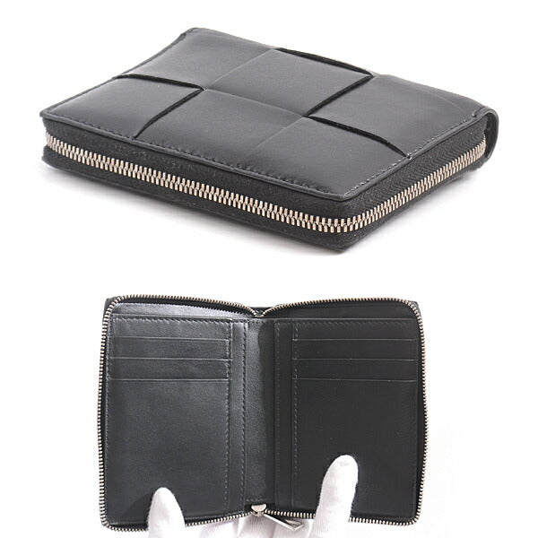 Bottega Veneta Leather Compact Zippy Wallet Black in Great Condition