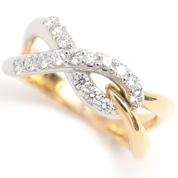 HOSHI no SUNA K18×PT900 Diamond Twist Motif Ring D0.41ct 15号 Yellow Gold Platinum in Great Condition