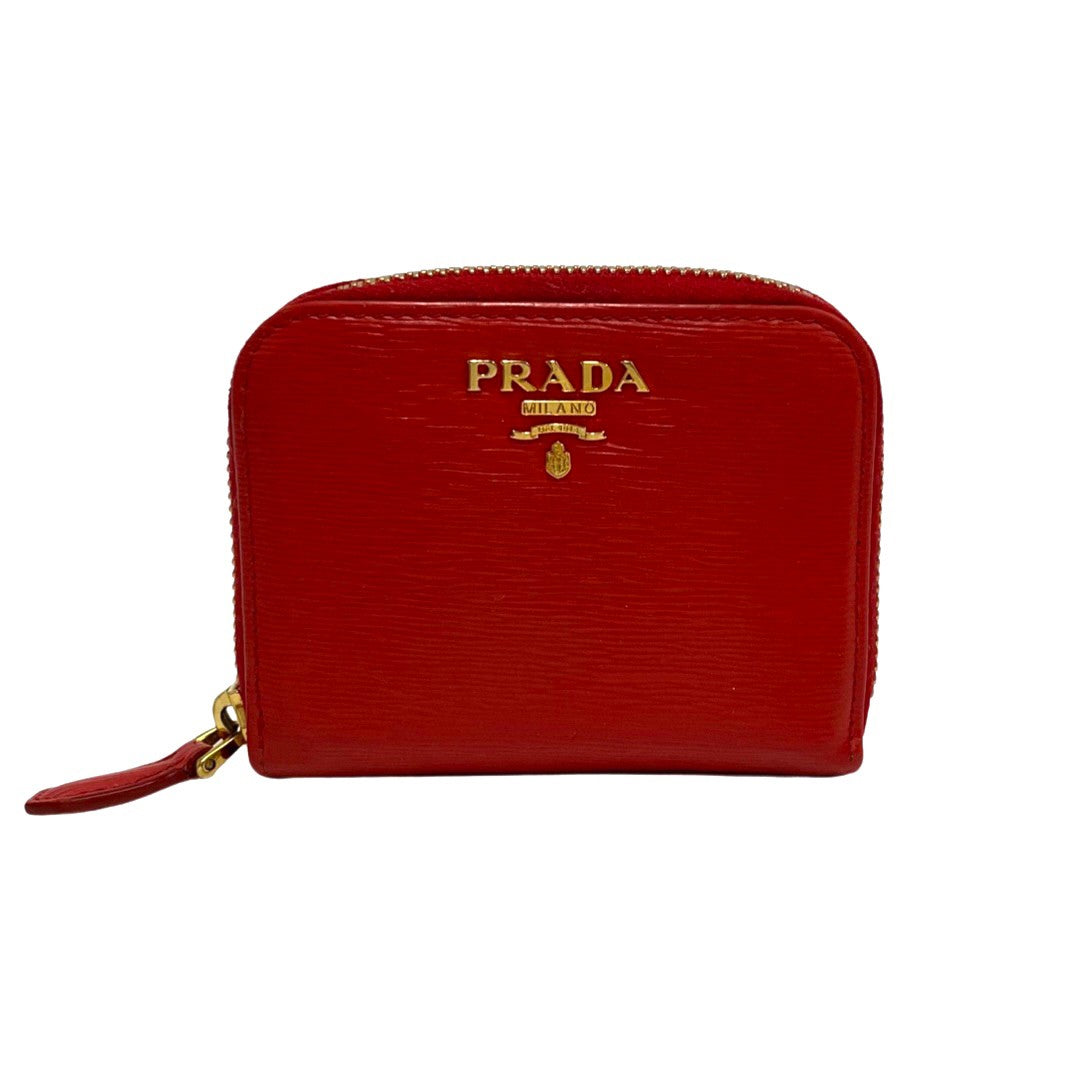 Prada Leather Zip Coin Purse Leather Coin Case