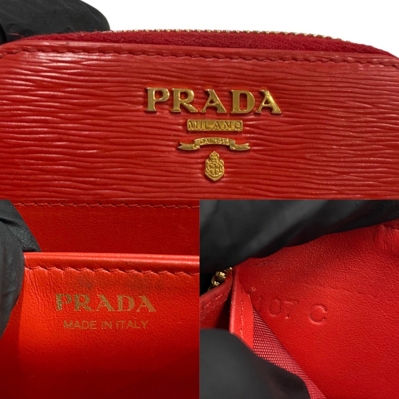 Prada Leather Zip Coin Purse Leather Coin Case in Good condition