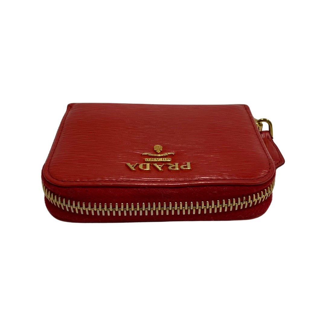 Prada Leather Zip Coin Purse Leather Coin Case