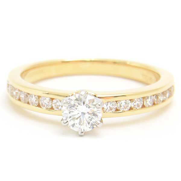 Tiffany & Co Diamond Solitaire Channel Setting Ring 750YG×PT950