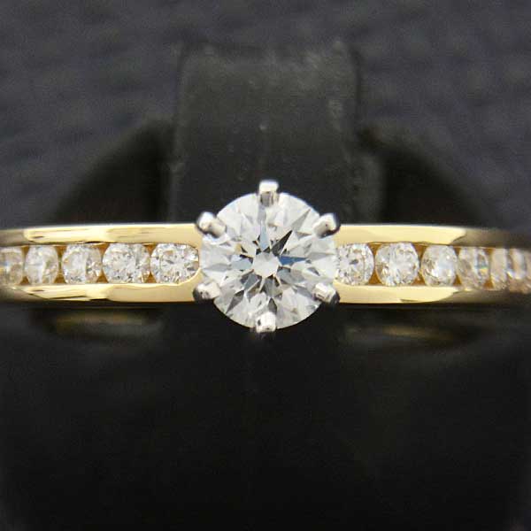 Tiffany & Co Diamond Solitaire Channel Setting Ring 750YG×PT950